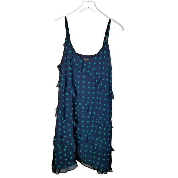 CITY CHIC Harley Dress Polka Dot Print Navy Green Size 18 - Picture 3 of 7